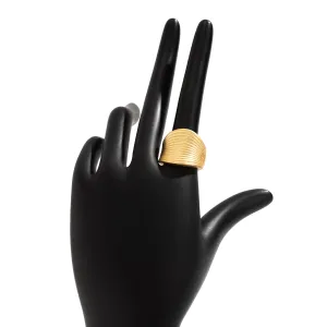 French Style Round Pleated Metallic Open Ring