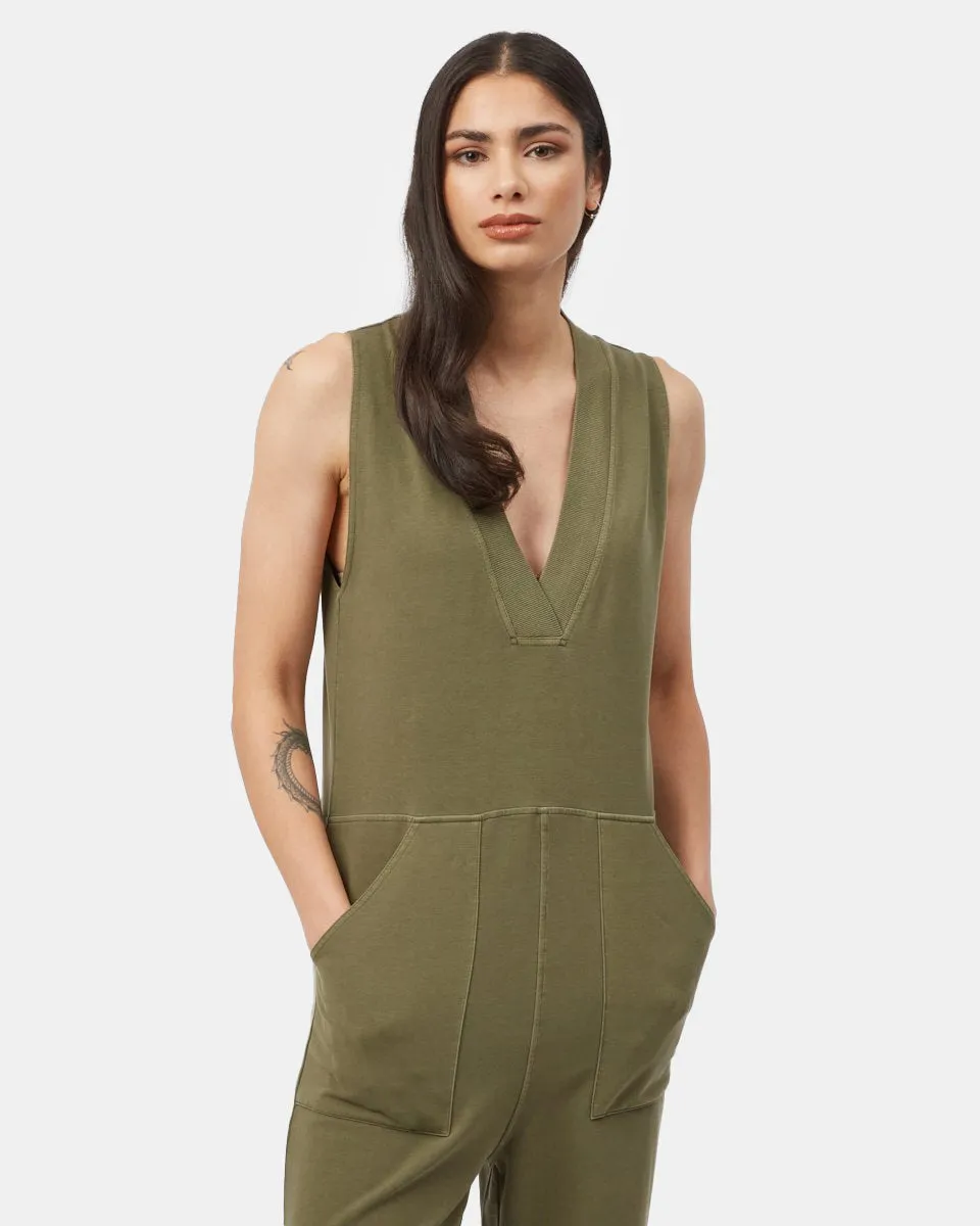 French Terry V-Neck Jumpsuit