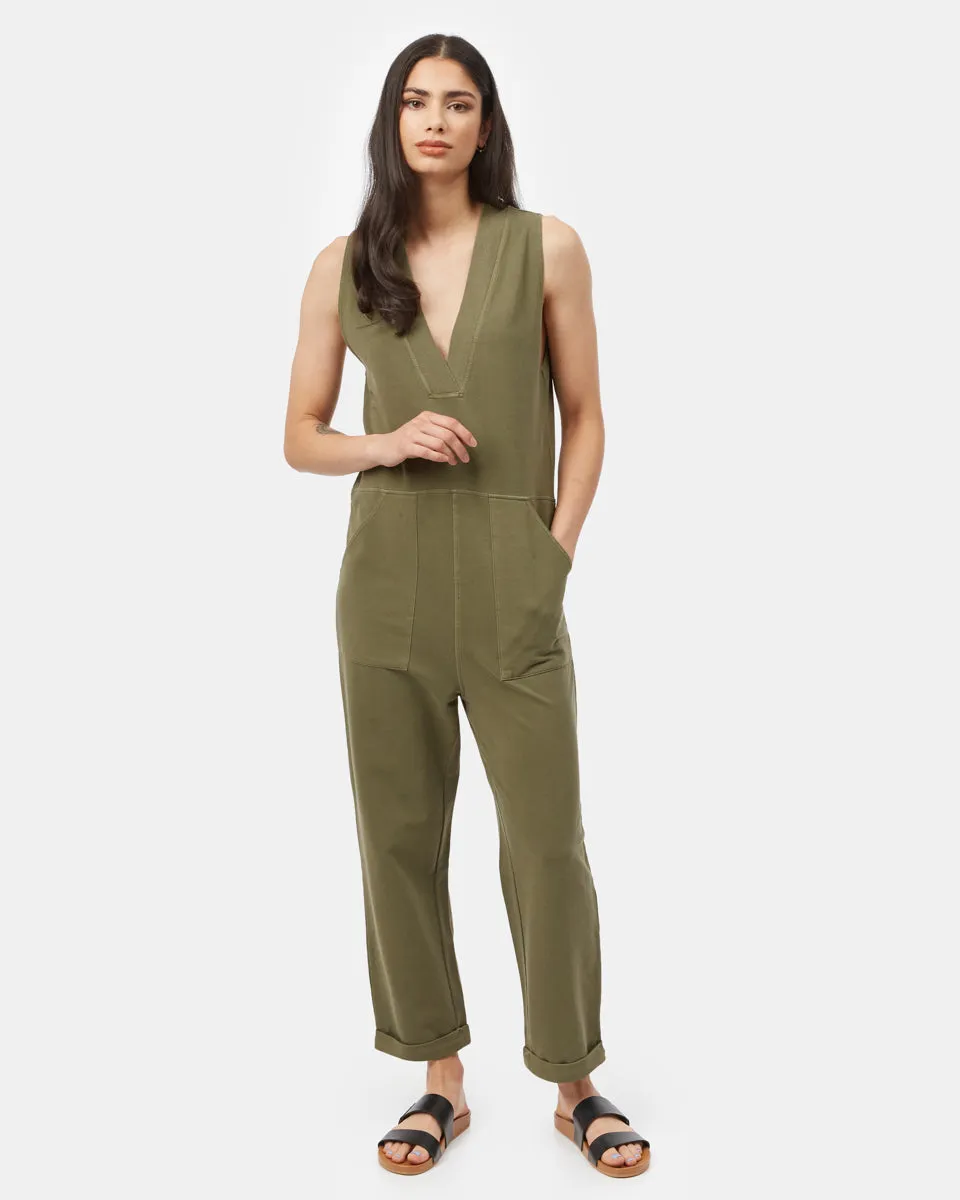 French Terry V-Neck Jumpsuit