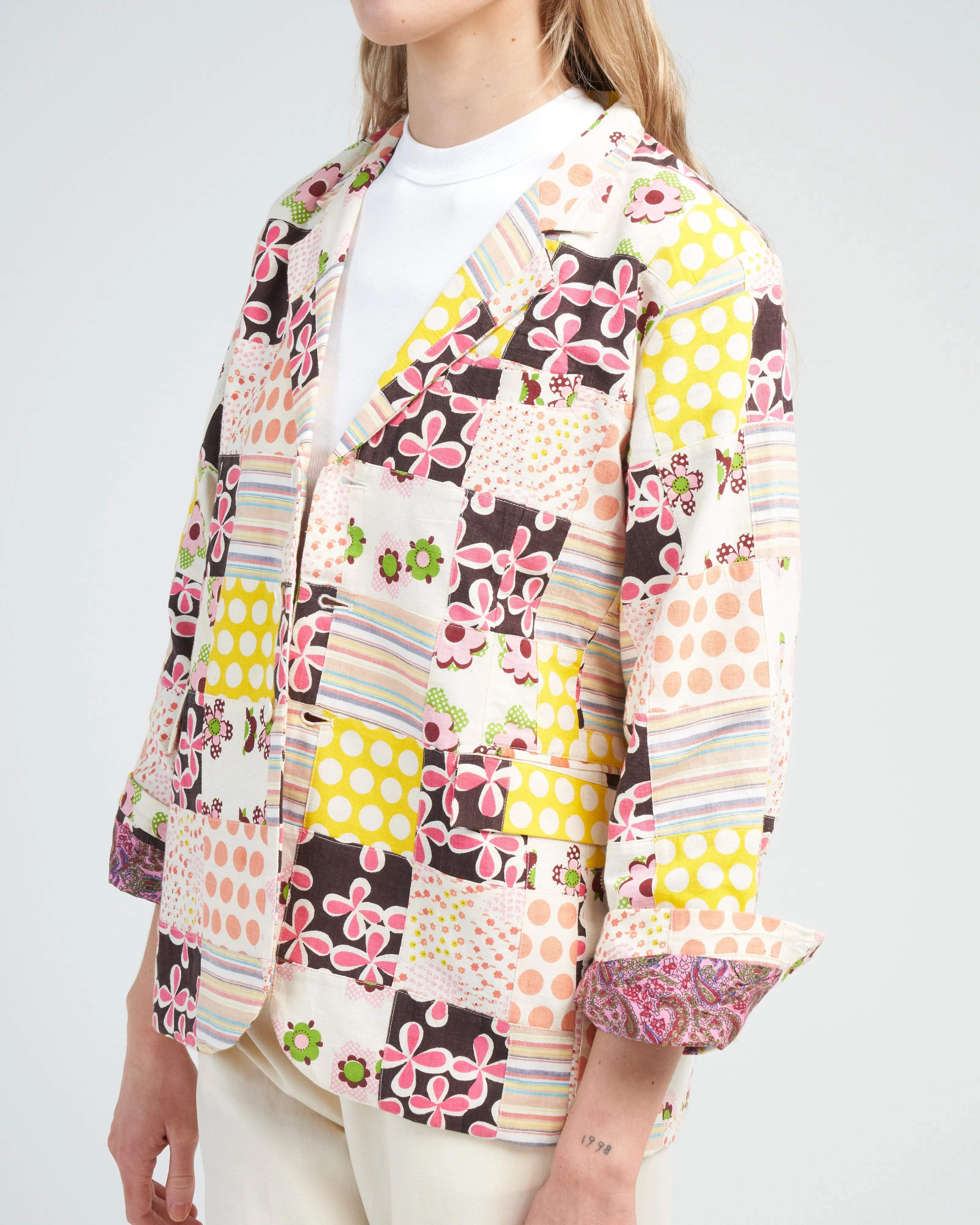 georgette preppy patch blazer - yellow canary