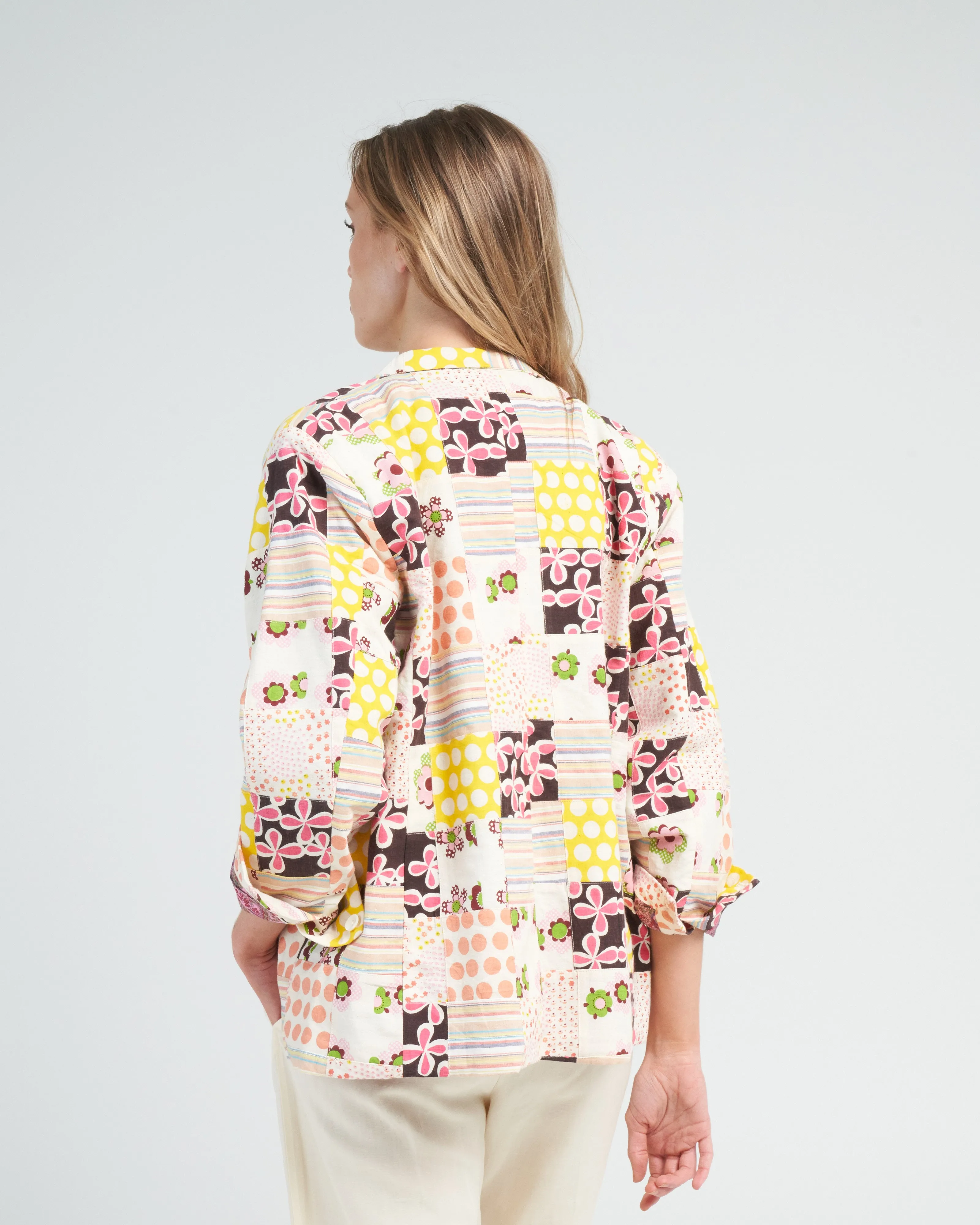 georgette preppy patch blazer - yellow canary