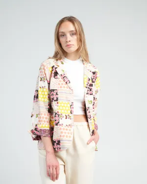 georgette preppy patch blazer - yellow canary