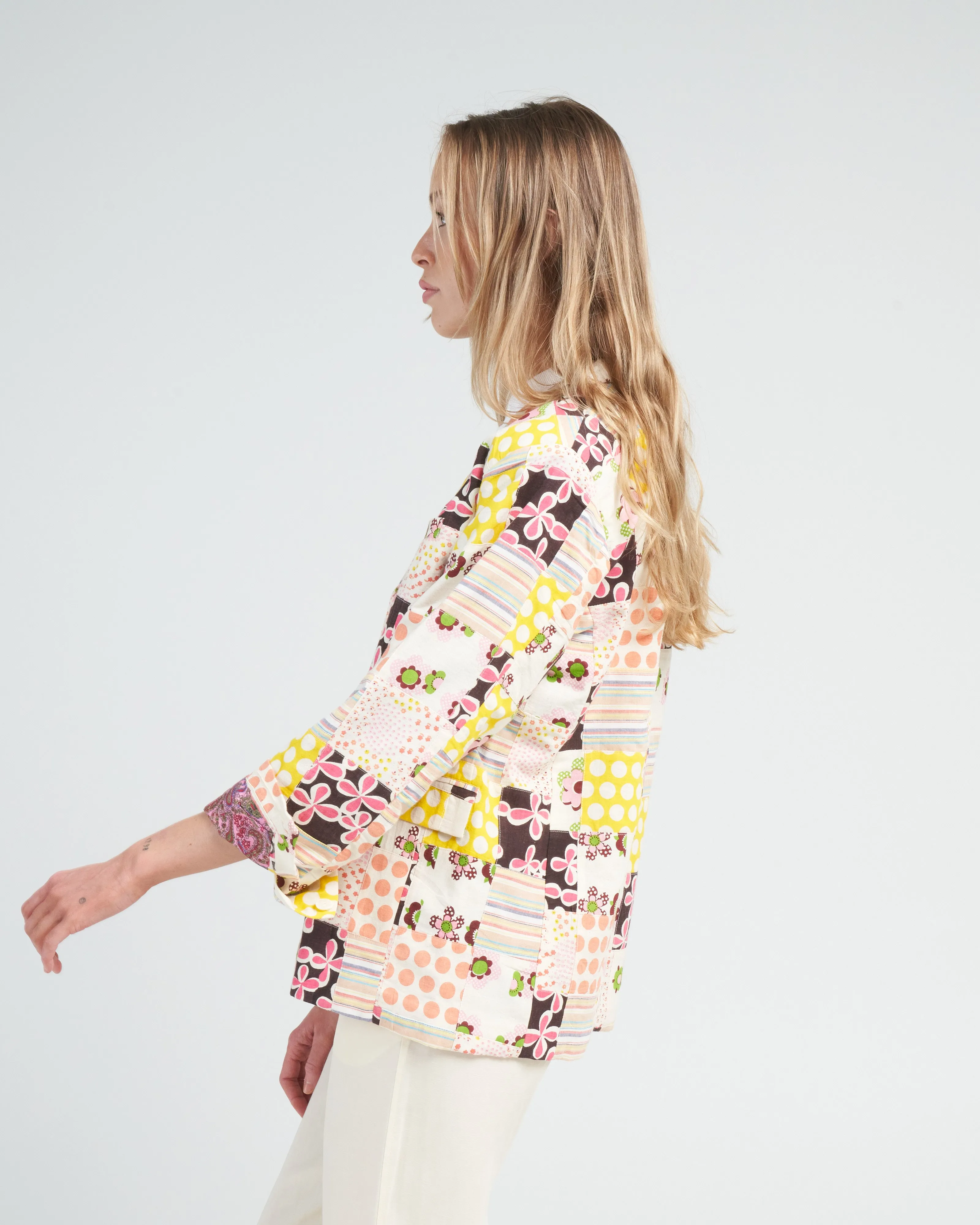 georgette preppy patch blazer - yellow canary