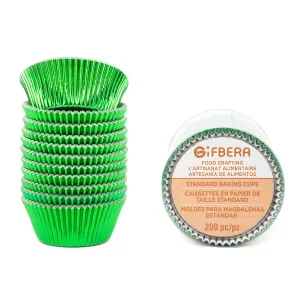 Gifbera Food Grade Standard Green Foil Paper Cupcake Liners Muffin Baking Cups 200-Count (Green)