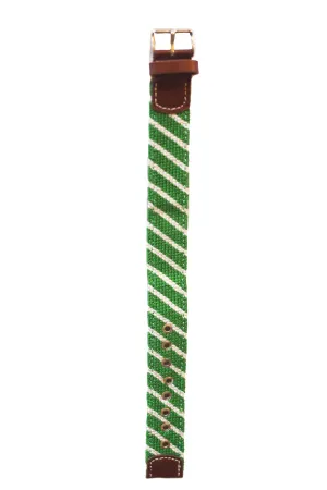 Green & White Stripe Needlepoint Watch Strap