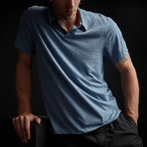 High Twist Recycled Jersey Short Sleeve Polo - Heather Blue