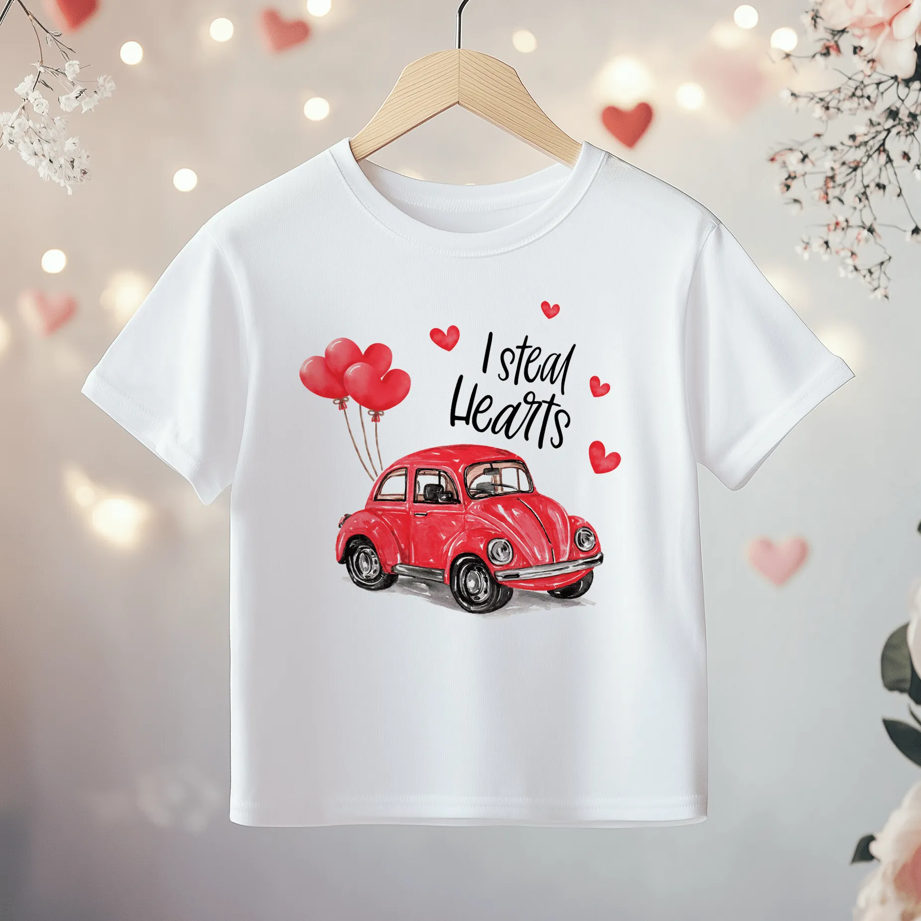 I Steal Hearts Valentines Car Toddler & Kids T Shirt