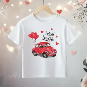 I Steal Hearts Valentines Car Toddler & Kids T Shirt