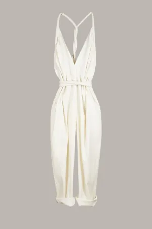 Infinite Rope Jumpsuit in Ivory Cream Raw Silk {Made to Order}