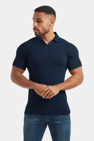 Jersey Buttonless Polo Shirt in Navy