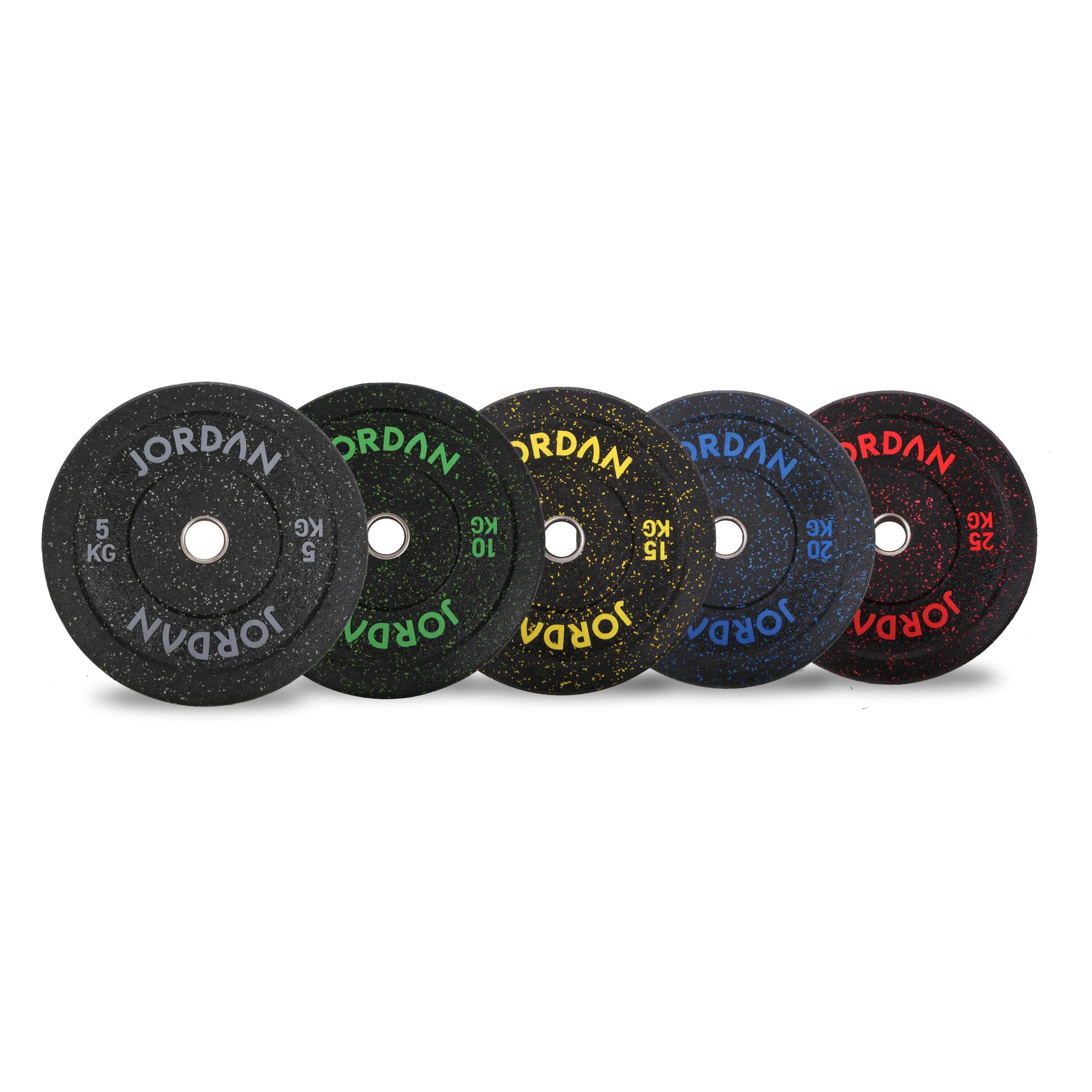 JORDAN® HG Black Rubber Bumper Weight Plates - Coloured Fleck