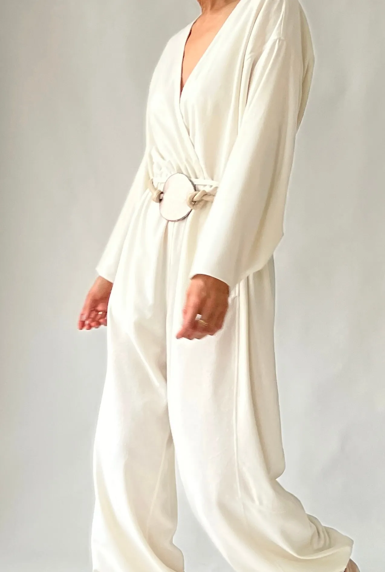 Kimono Jumpsuit Ivory Cream Raw Silk {Made to Order}