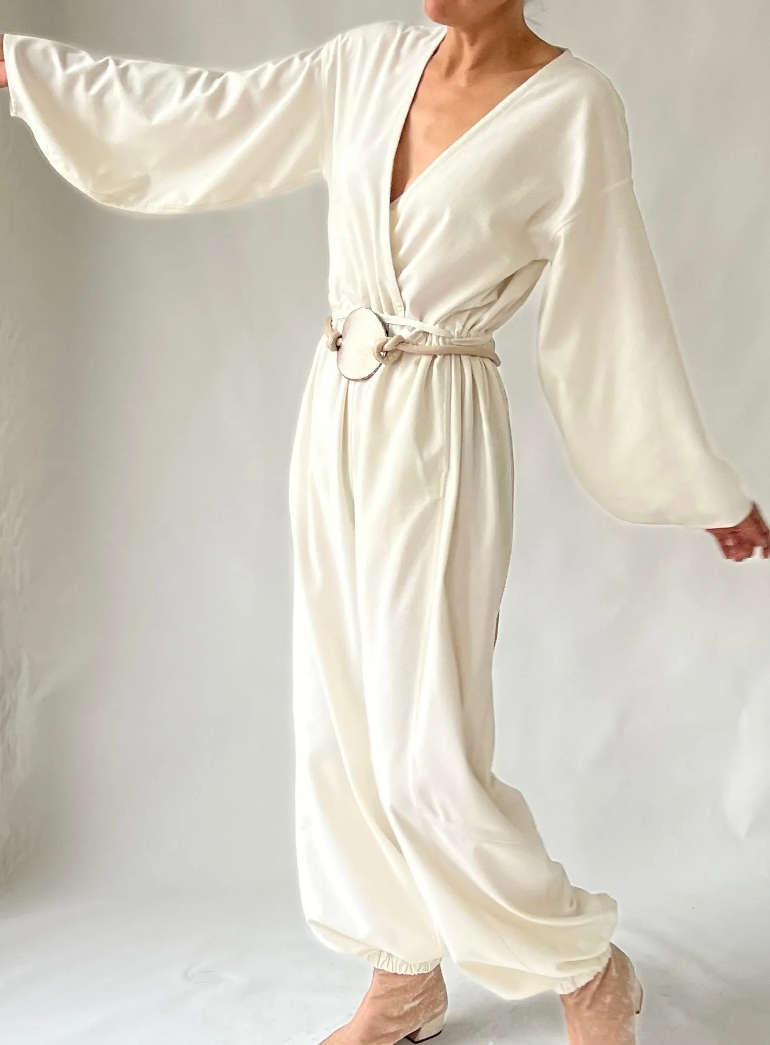 Kimono Jumpsuit Ivory Cream Raw Silk {Made to Order}