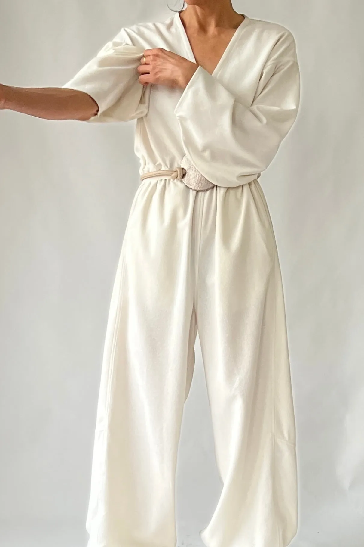 Kimono Jumpsuit Ivory Cream Raw Silk {Made to Order}