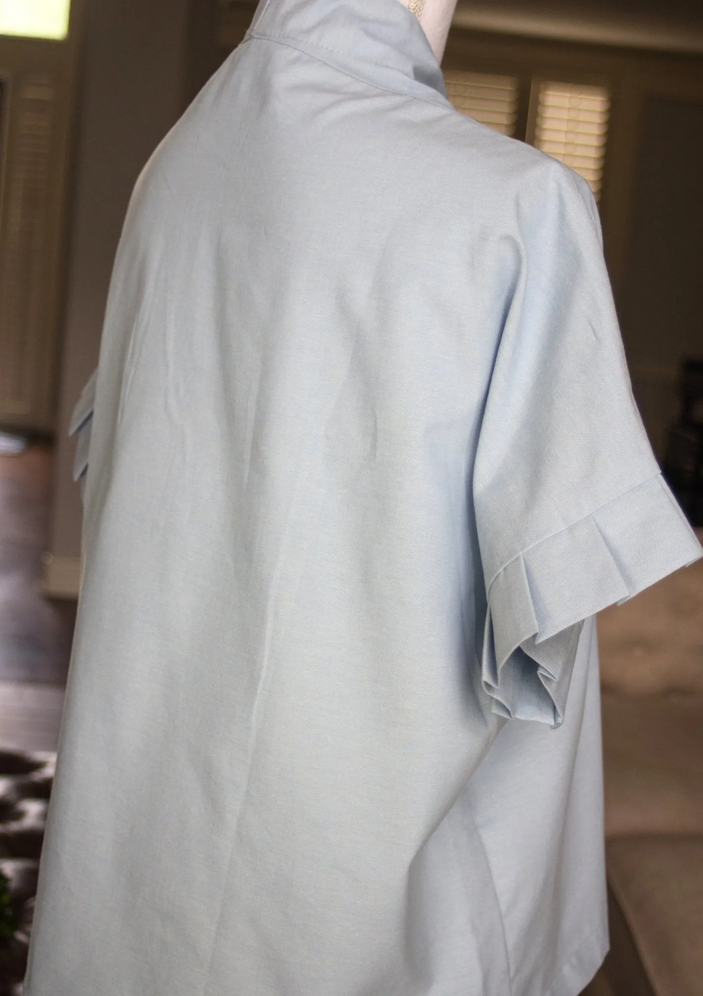 Kimono Pleated Sleeve Top | Chambray
