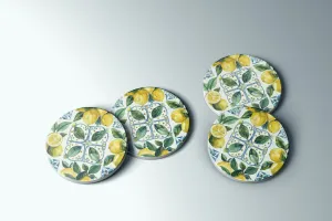 Lemon Cottage tile coaster set | set of 2 or 4 coasters | Preppy Coastal Collection