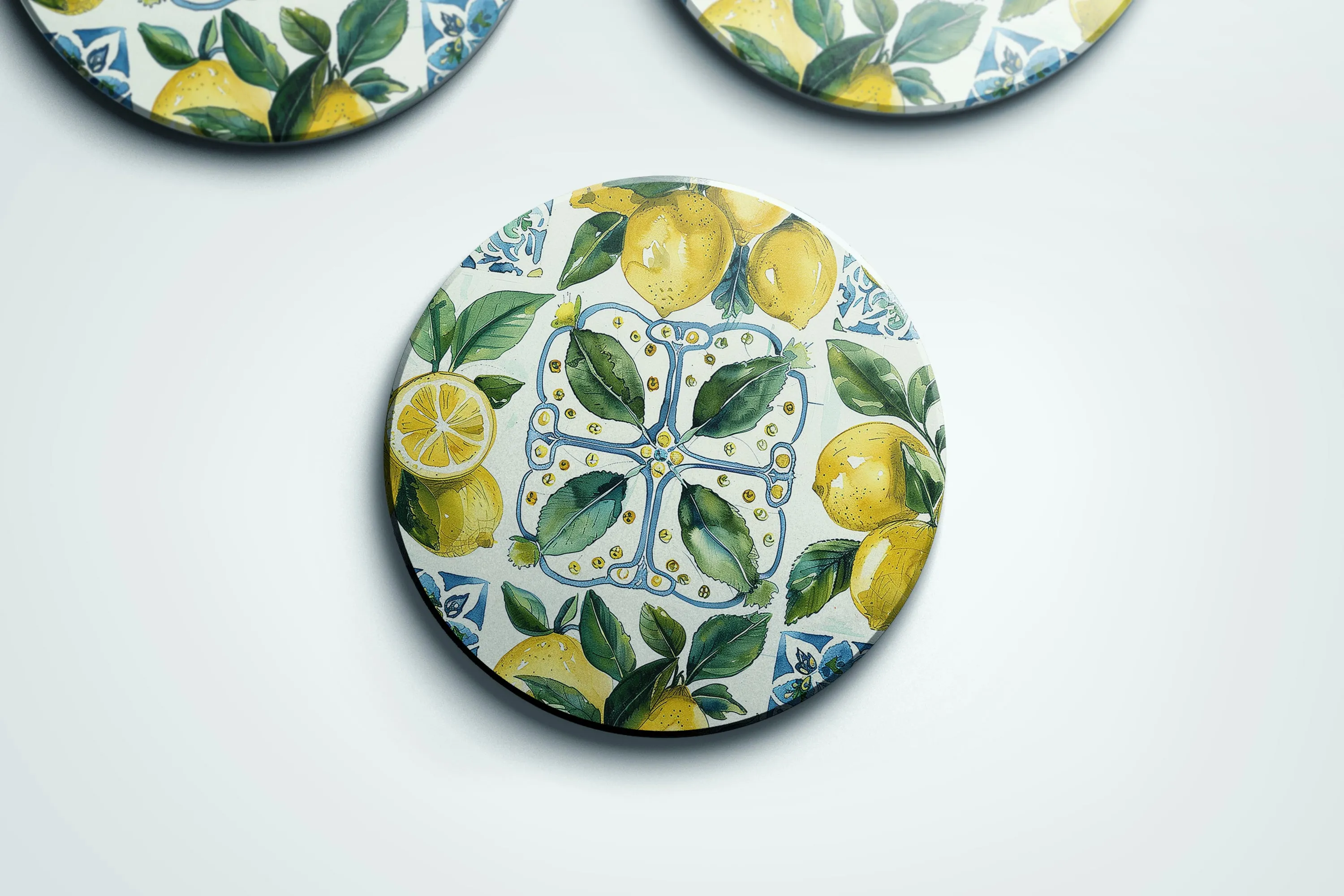 Lemon Cottage tile coaster set | set of 2 or 4 coasters | Preppy Coastal Collection