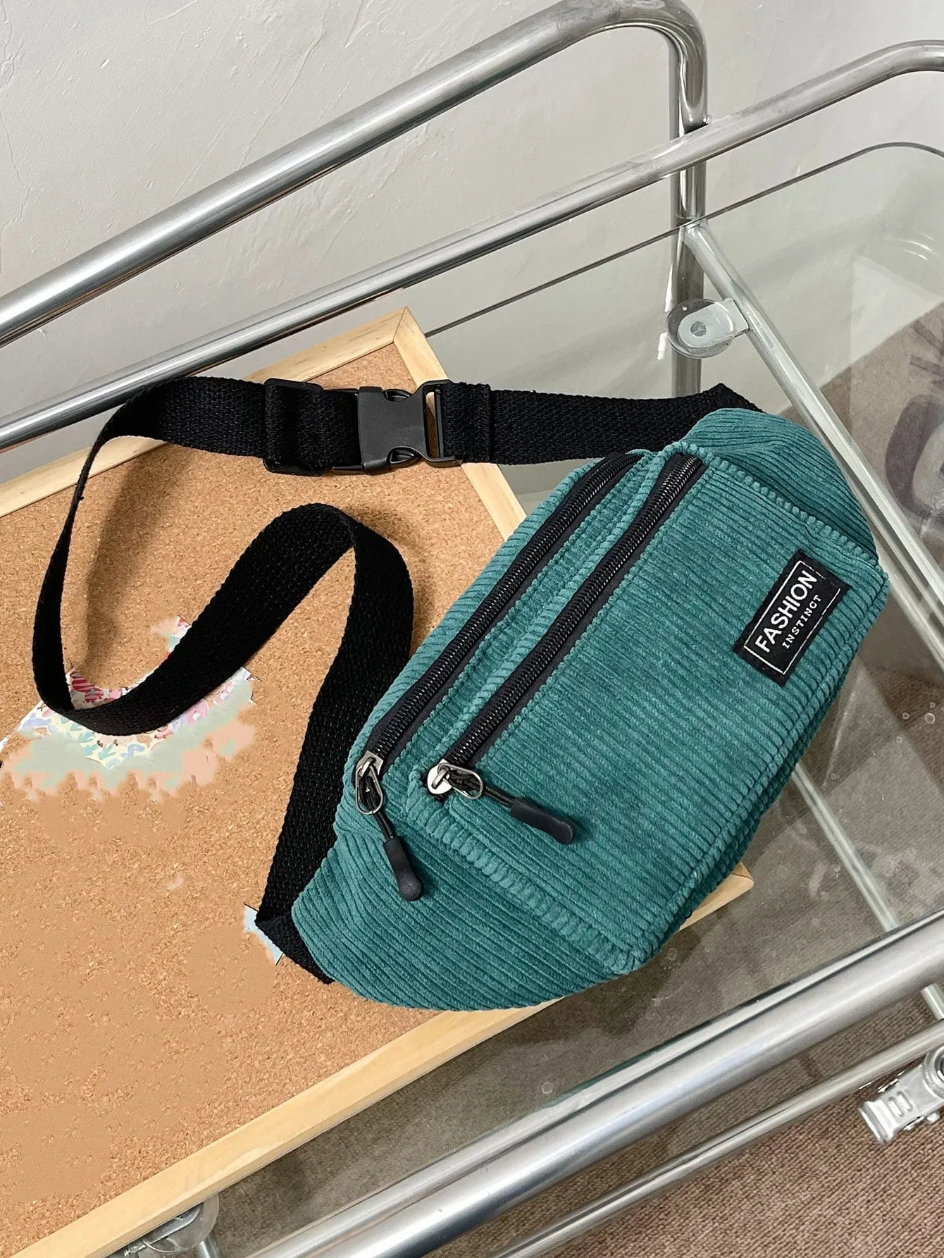 Letter Patch Waist Bag - Army Green- FD ⚡