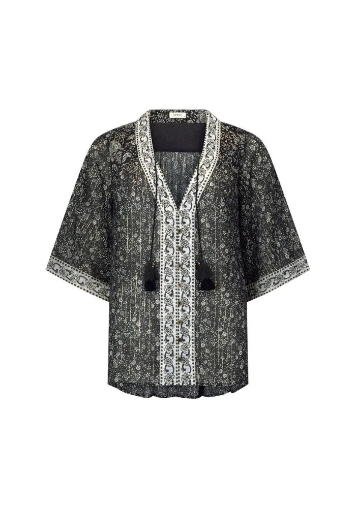 Little Bird Flutter Sleeve Blouse -  Midnight