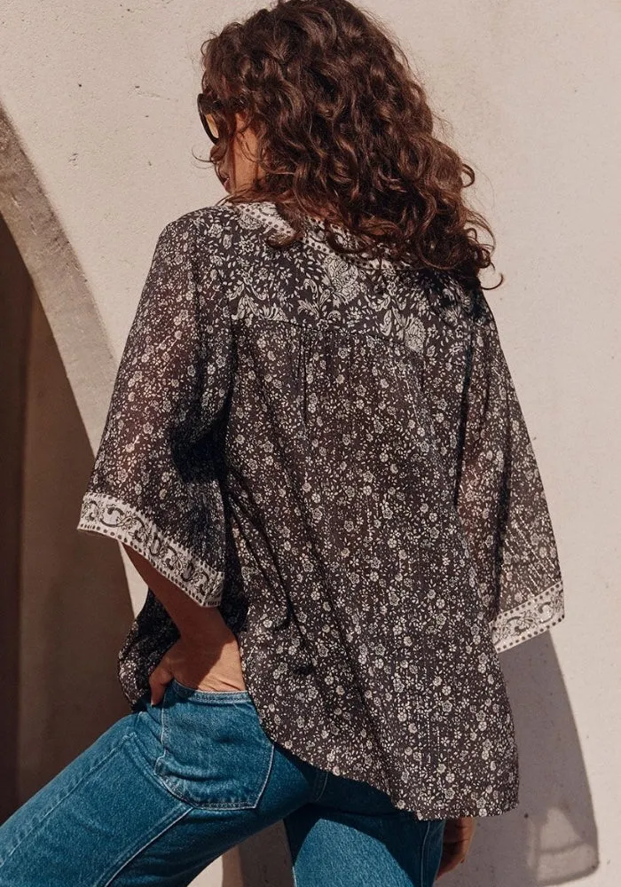 Little Bird Flutter Sleeve Blouse -  Midnight