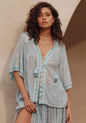 Little Bird Flutter Sleeve Blouse - Sky