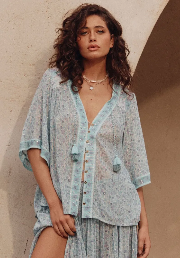 Little Bird Flutter Sleeve Blouse - Sky