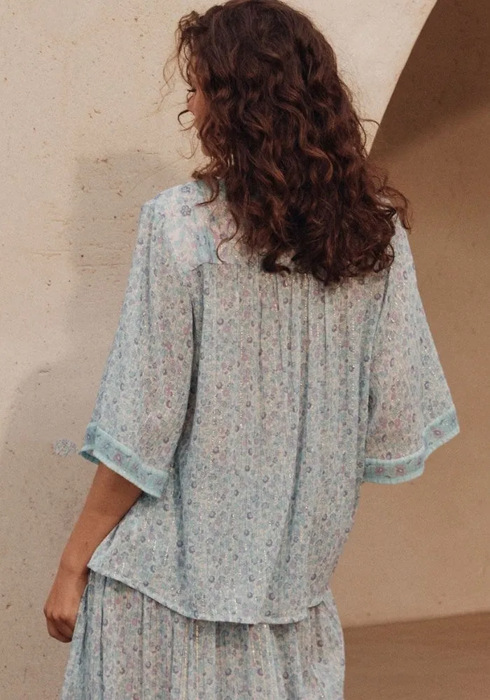 Little Bird Flutter Sleeve Blouse - Sky