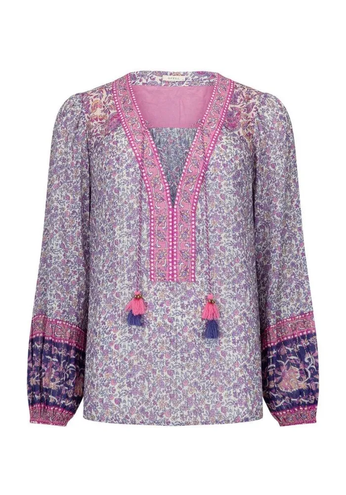 Little Bird Lace Up Blouse - Berry