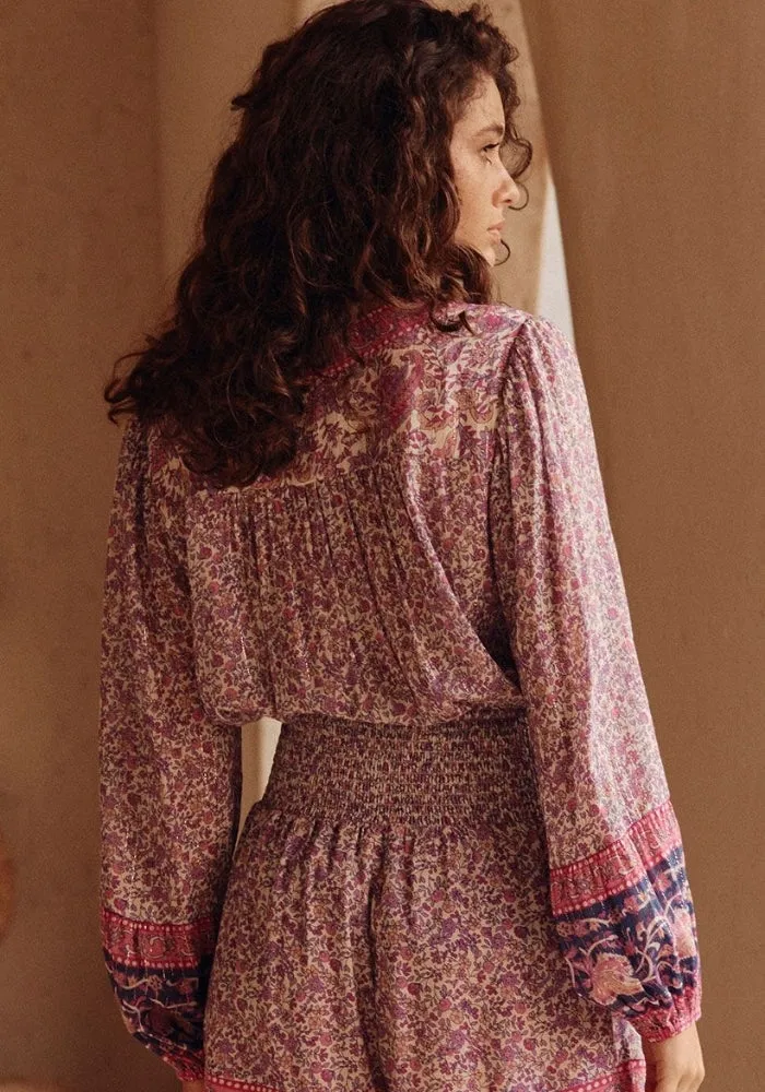 Little Bird Lace Up Blouse - Berry