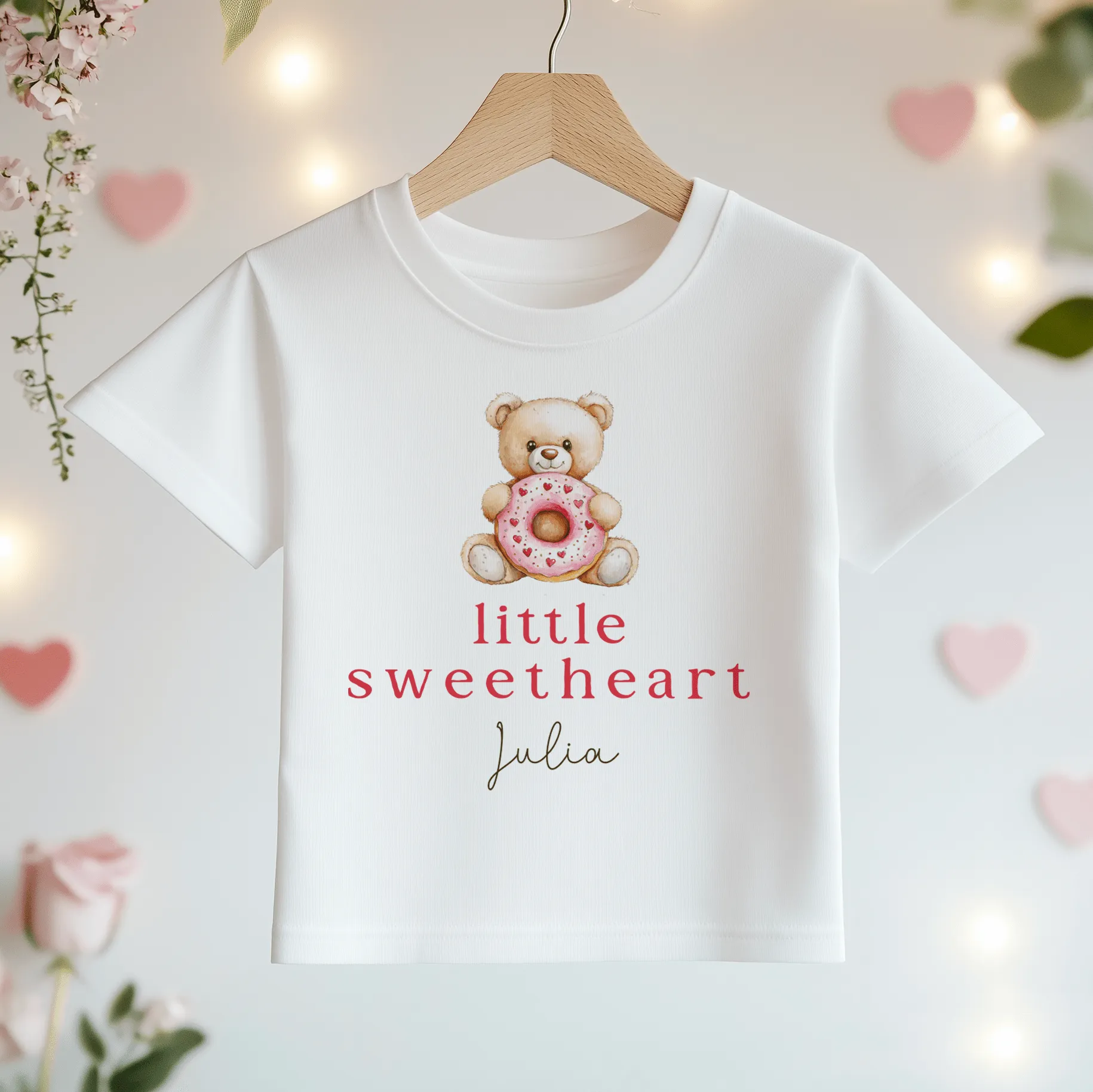 Little Sweetheart Valentines Donut Personalised Toddler & Kids T Shirt