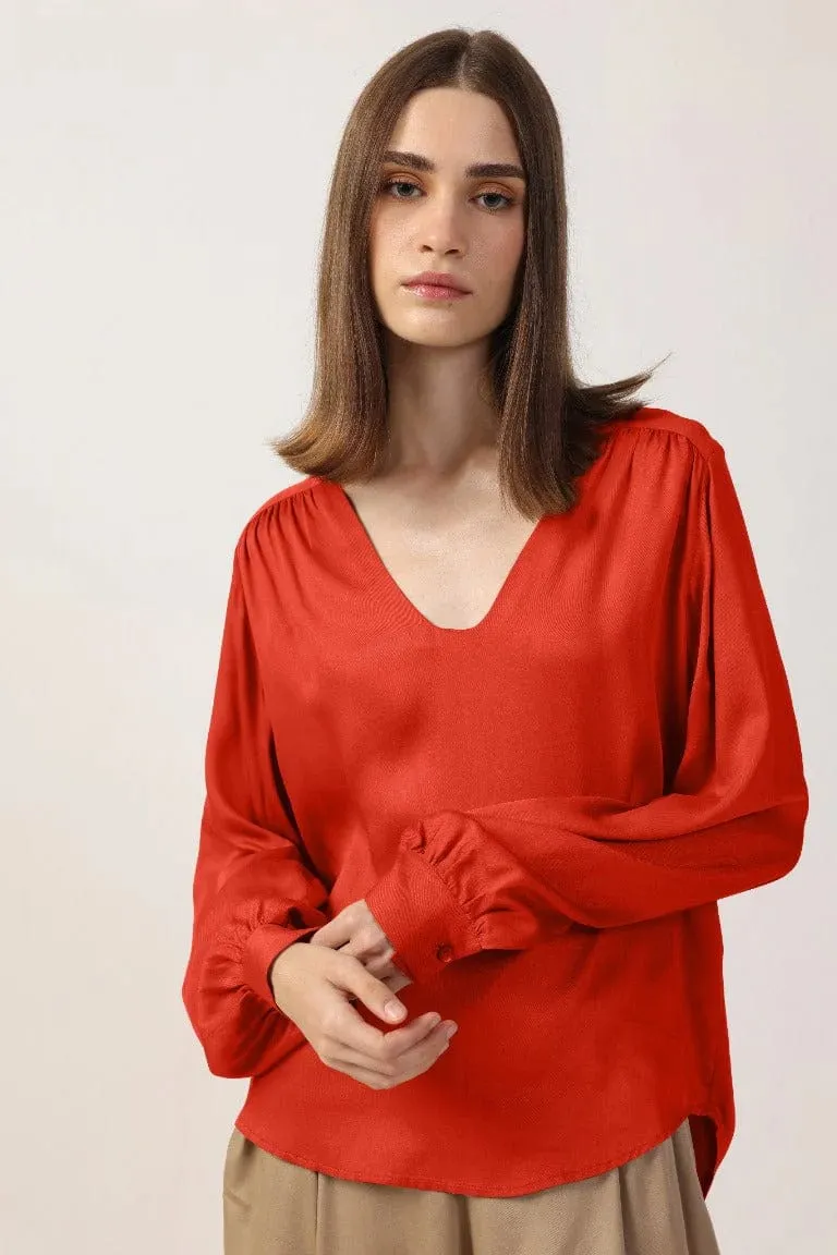 Long Sleeve Satin TENCEL™ Lotta Blouse | Multiple Colours