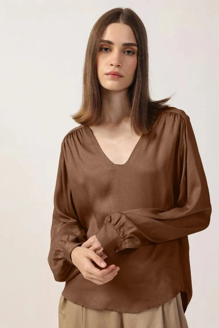 Long Sleeve Satin TENCEL™ Lotta Blouse | Multiple Colours