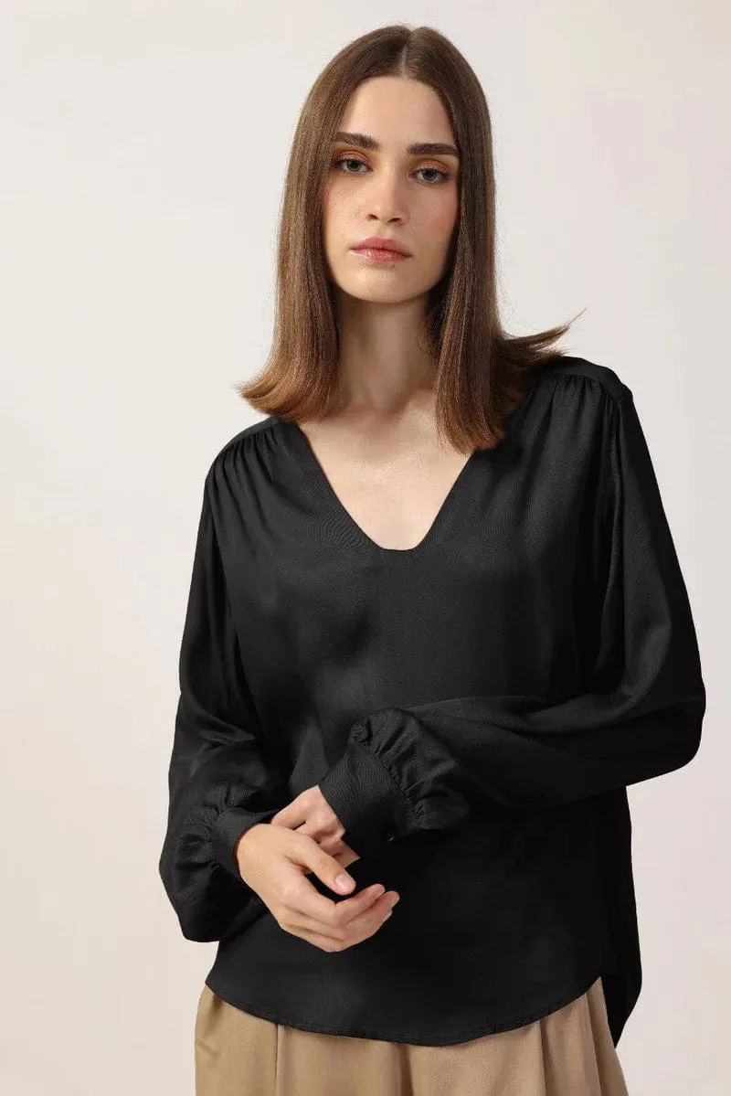 Long Sleeve Satin TENCEL™ Lotta Blouse | Multiple Colours