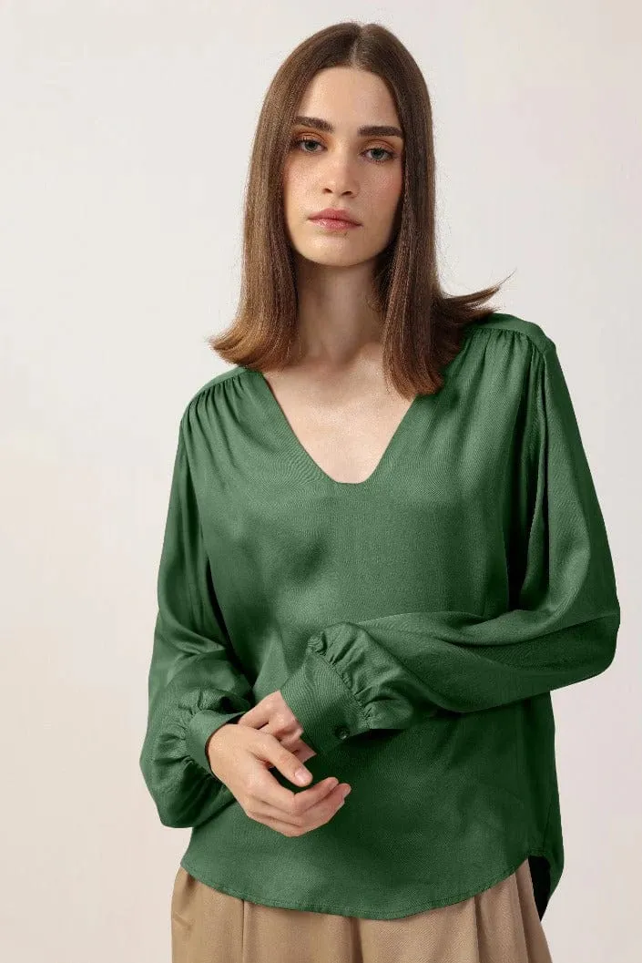 Long Sleeve Satin TENCEL™ Lotta Blouse | Multiple Colours