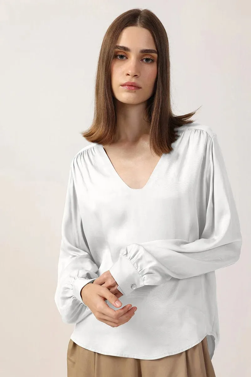Long Sleeve Satin TENCEL™ Lotta Blouse | Multiple Colours