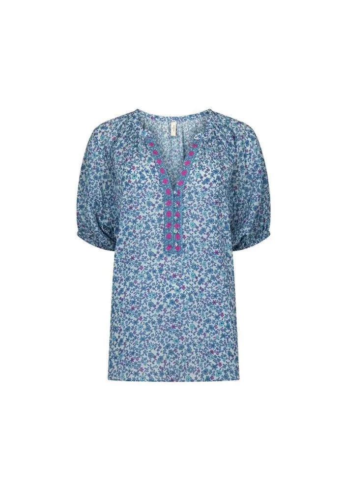 Love Jetty Short Sleeve Blouse - Blue Nirvana