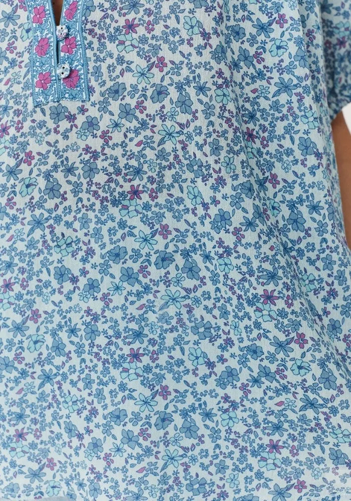 Love Jetty Short Sleeve Blouse - Blue Nirvana