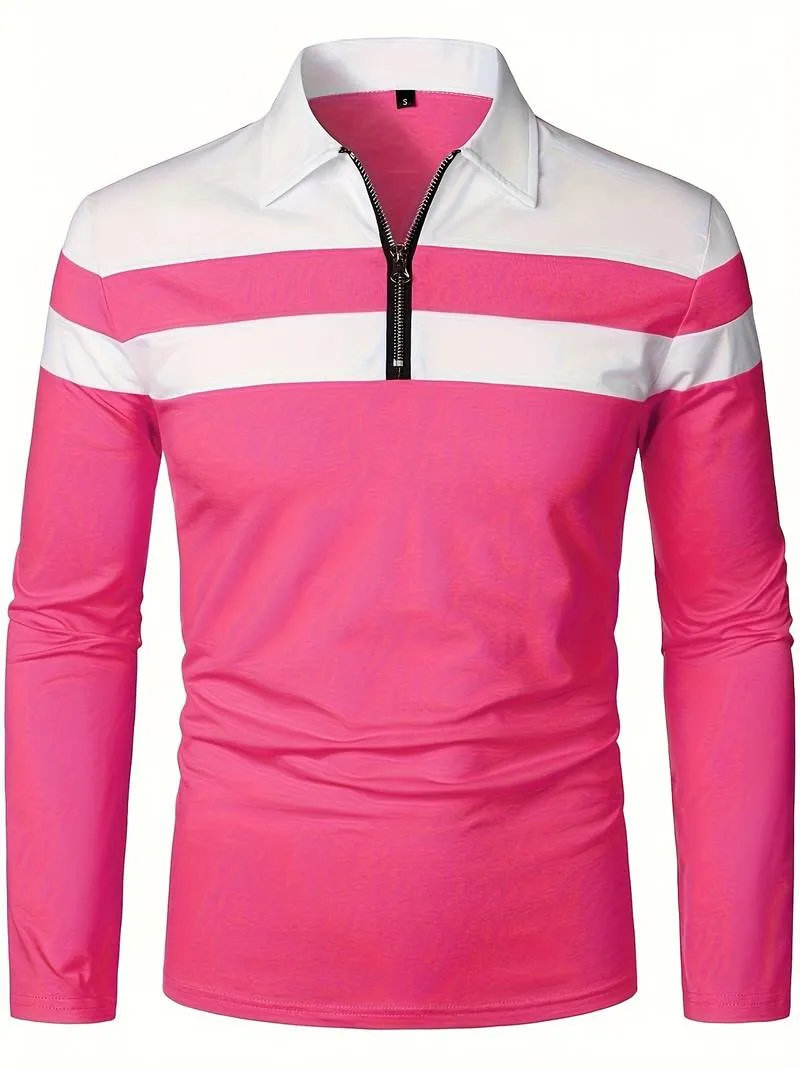 Men's long-sleeve zip-up polo shirt by Ethan