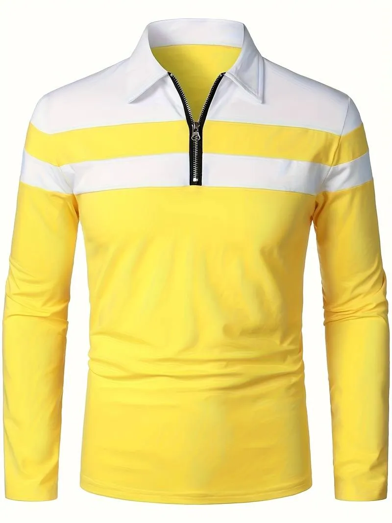 Men's long-sleeve zip-up polo shirt by Ethan