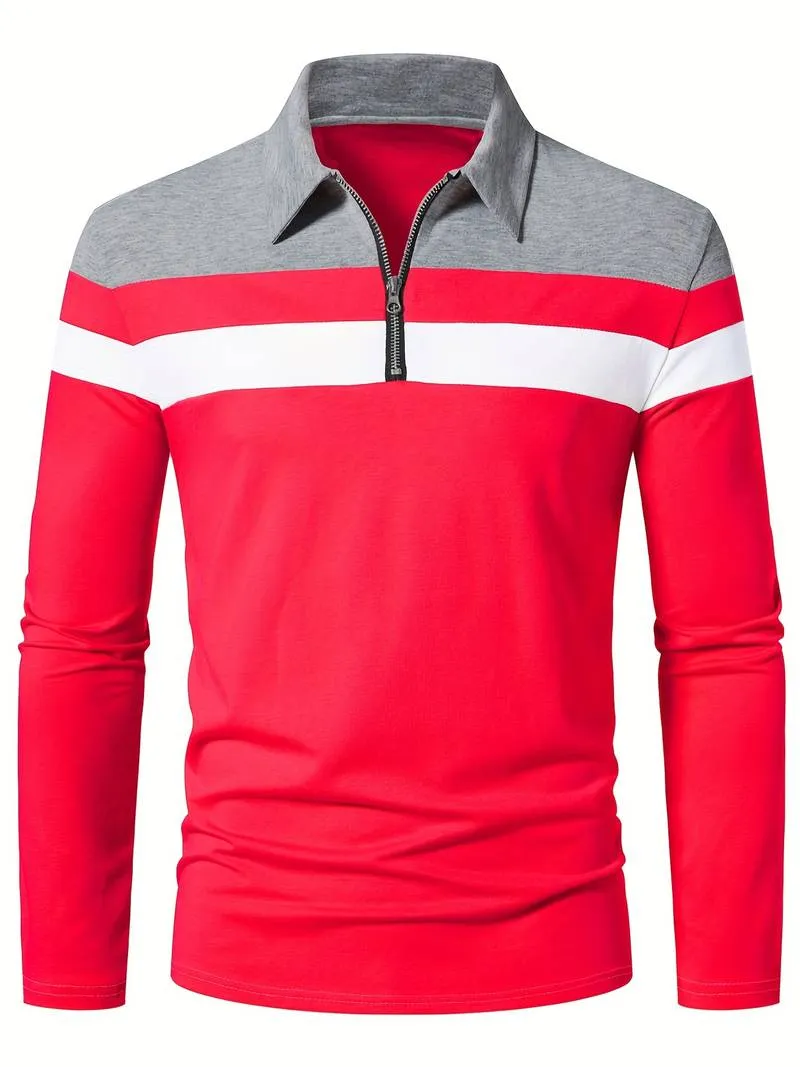 Men's long-sleeve zip-up polo shirt by Ethan