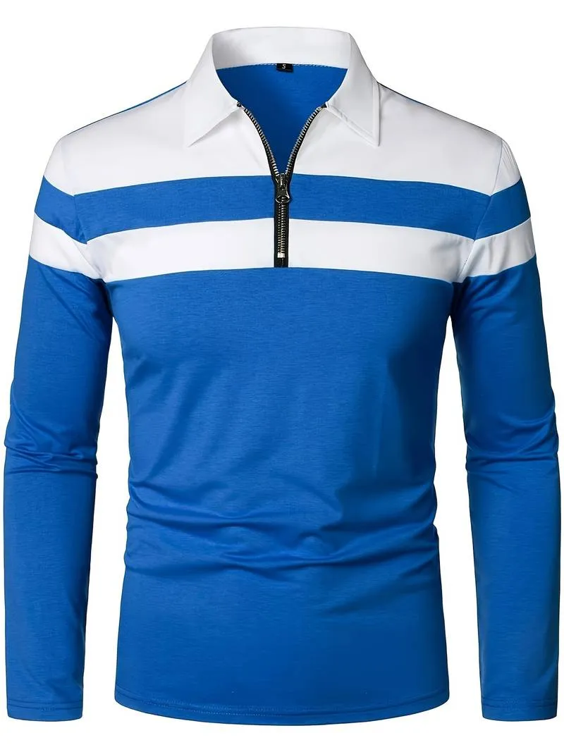 Men's long-sleeve zip-up polo shirt by Ethan