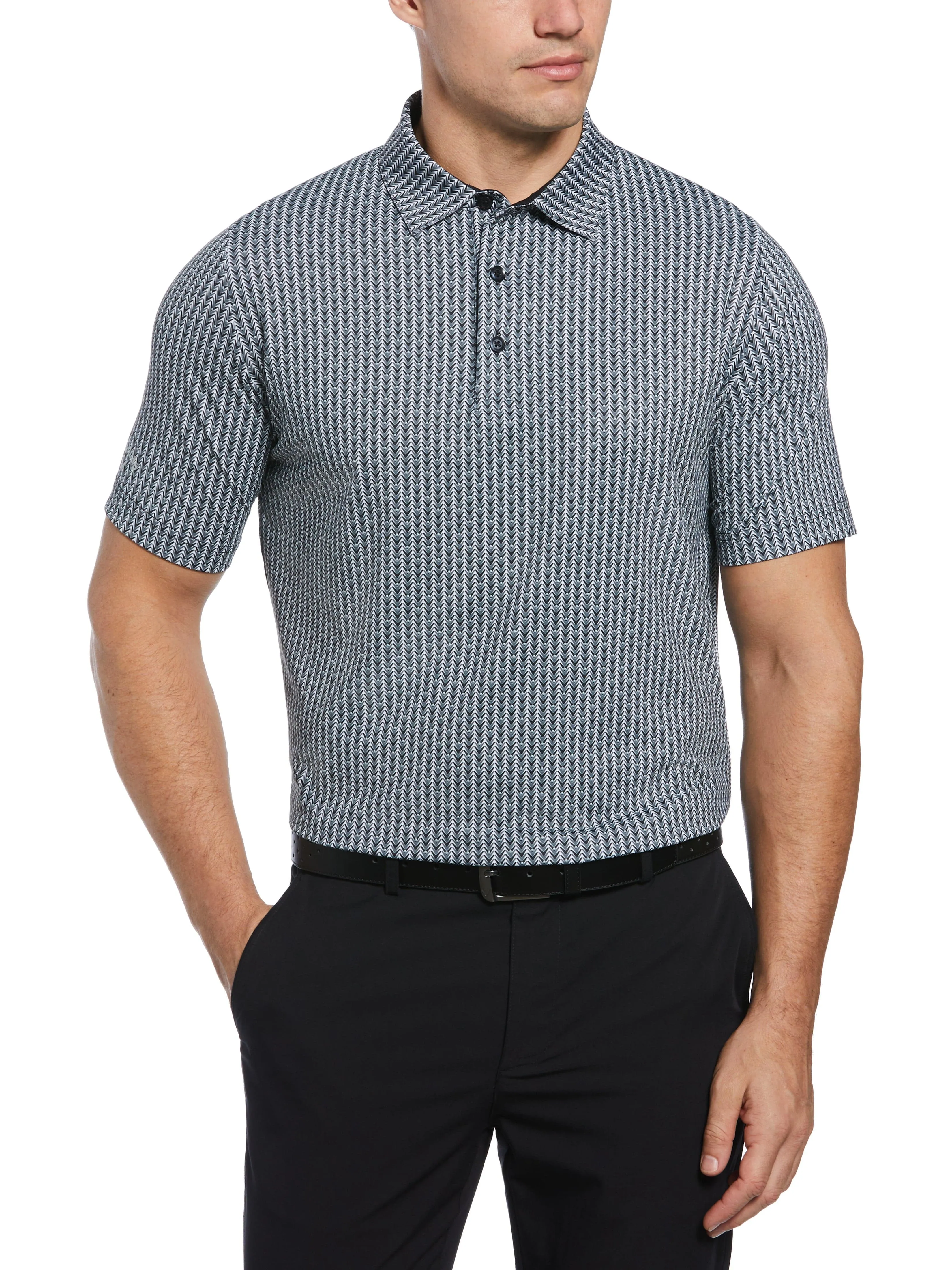 Mens Trademark Chevron Print Golf Polo