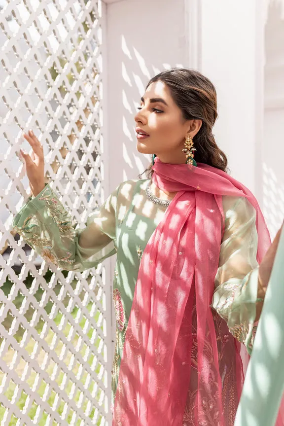 Mint Green Pakistani Dress in Kameez Trouser Style
