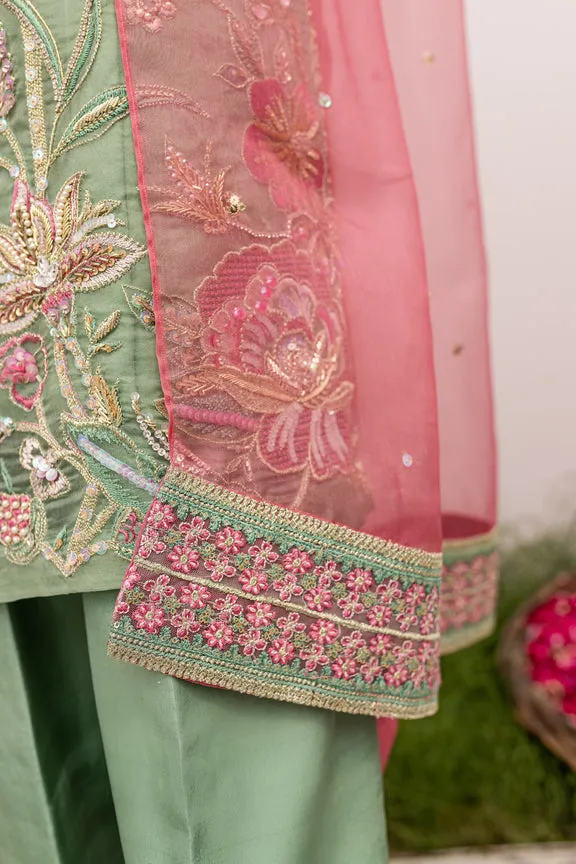 Mint Green Pakistani Dress in Kameez Trouser Style