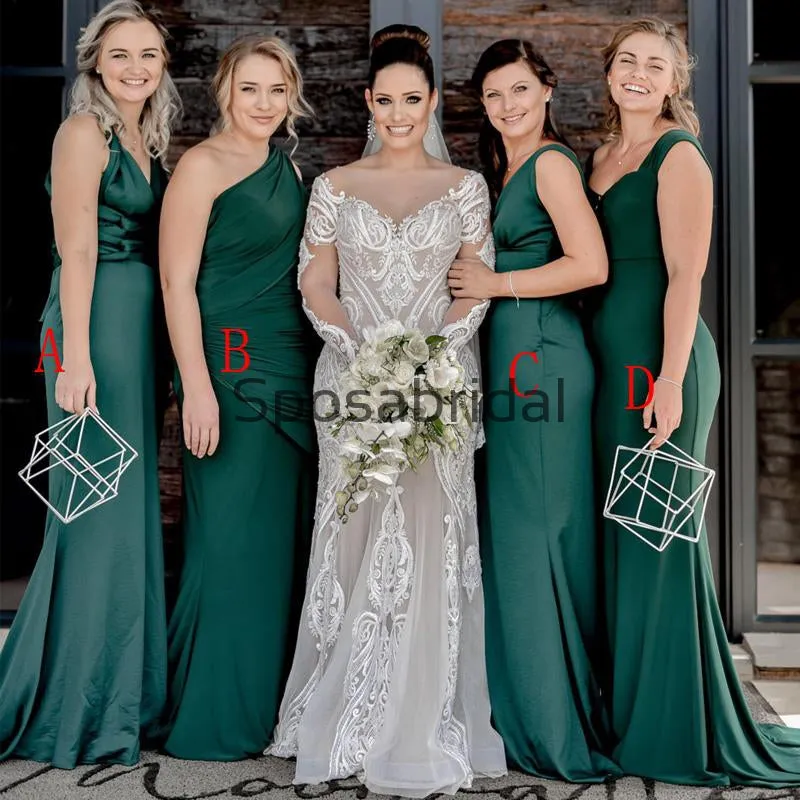 Mismatched Green Mermaid Elegant Long Bridesmaid Dresses WG822