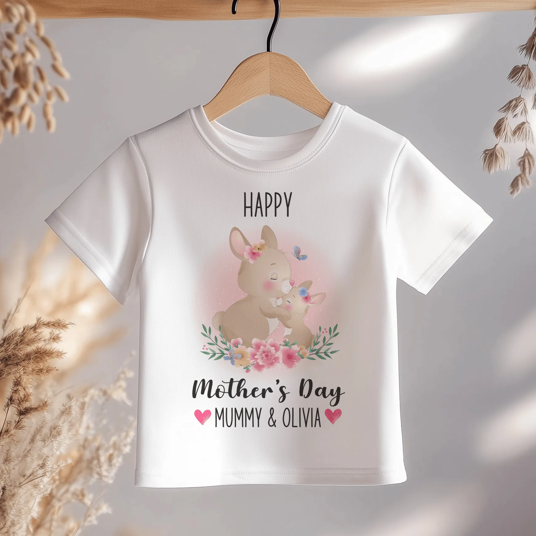 Mother's Day Cute Bunnies Personalised Toddler & Kids T Shirt