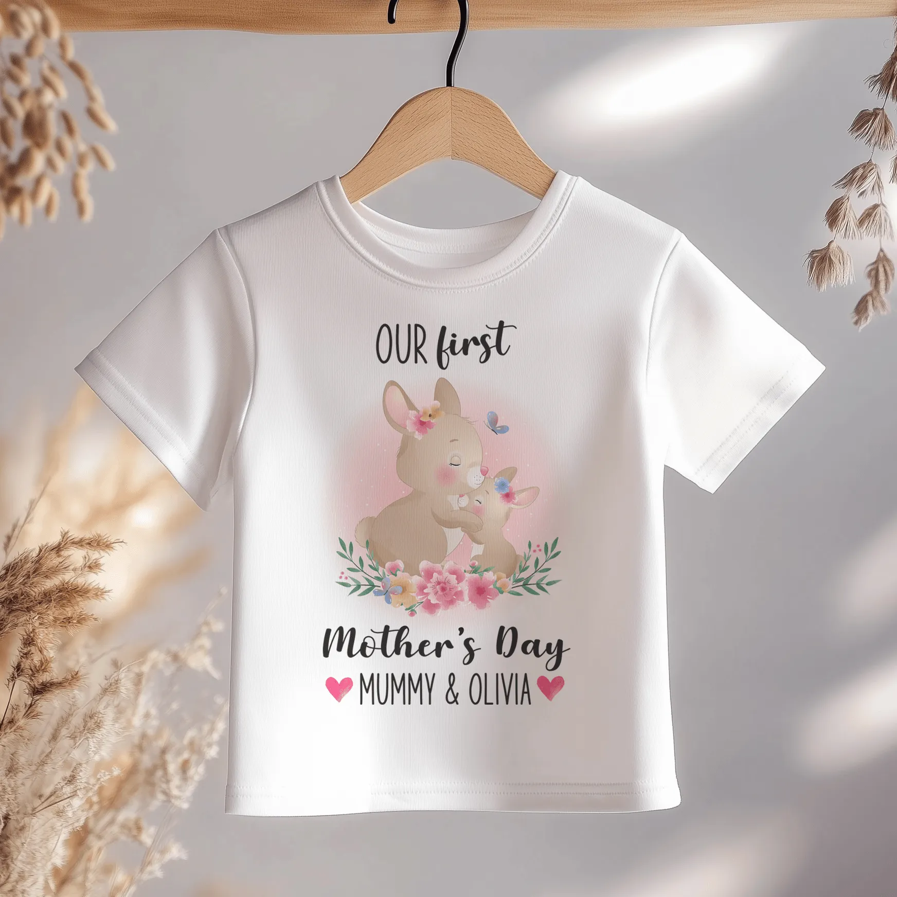 Mother's Day Cute Bunnies Personalised Toddler & Kids T Shirt