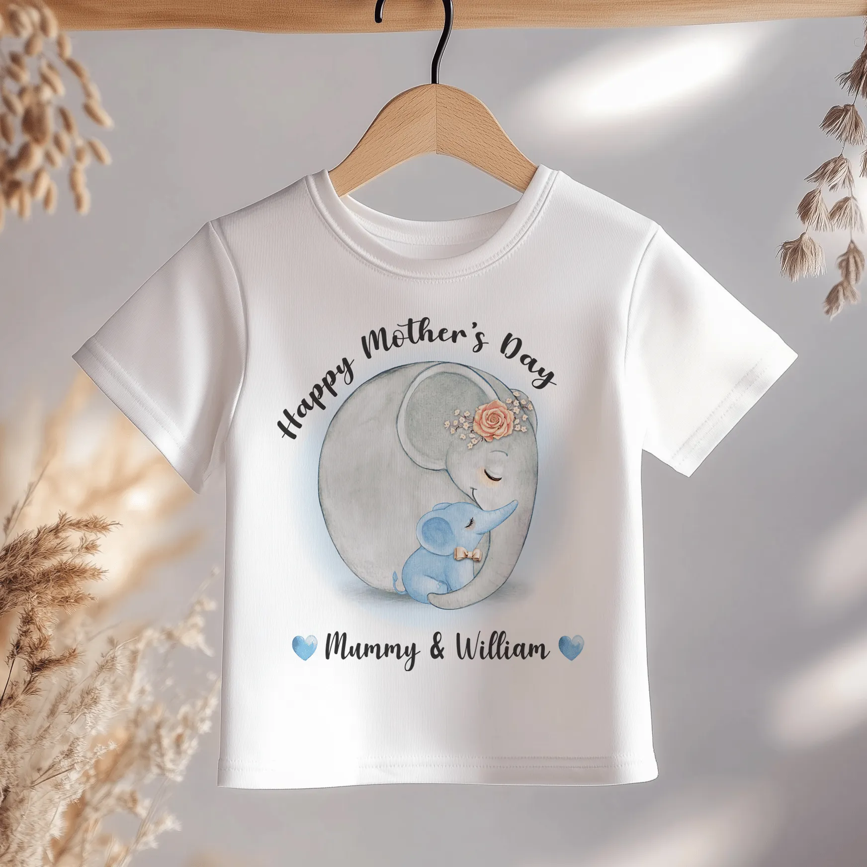 Mother's Day Cute Elephants Boy Personalised Toddler & Kids T Shirt