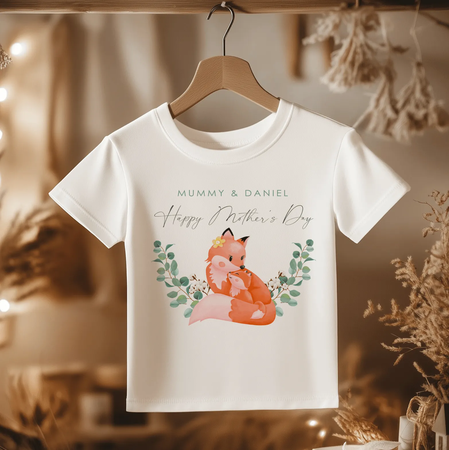 Mother's Day Cute Fox Personalised Toddler & Kids T Shirt