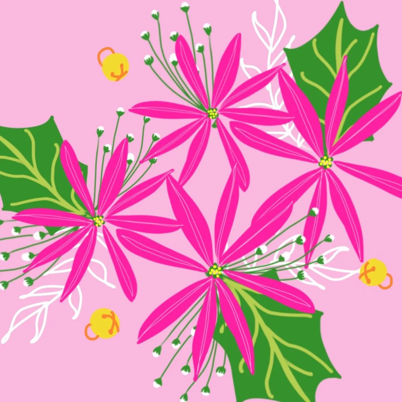 New! Poinsettia Pink Napkins- set of 2